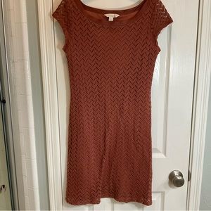 Banana Republic Heritage Dress, size S, brown,  crochet lace, lined, cap sleeve